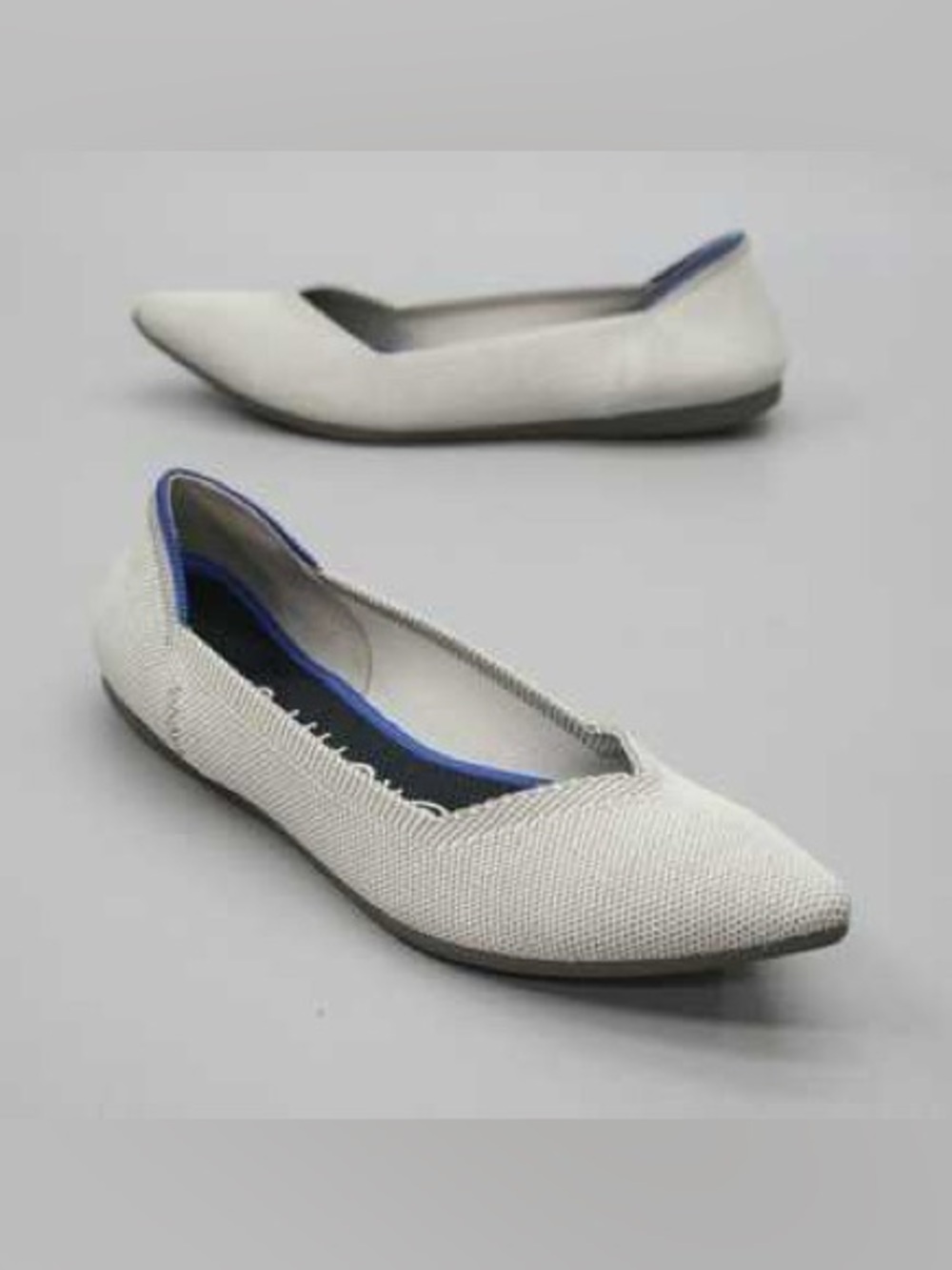 Rothy’s The Point Pointed Toe Flats Women 9 Flax Birdseye Knit Gray